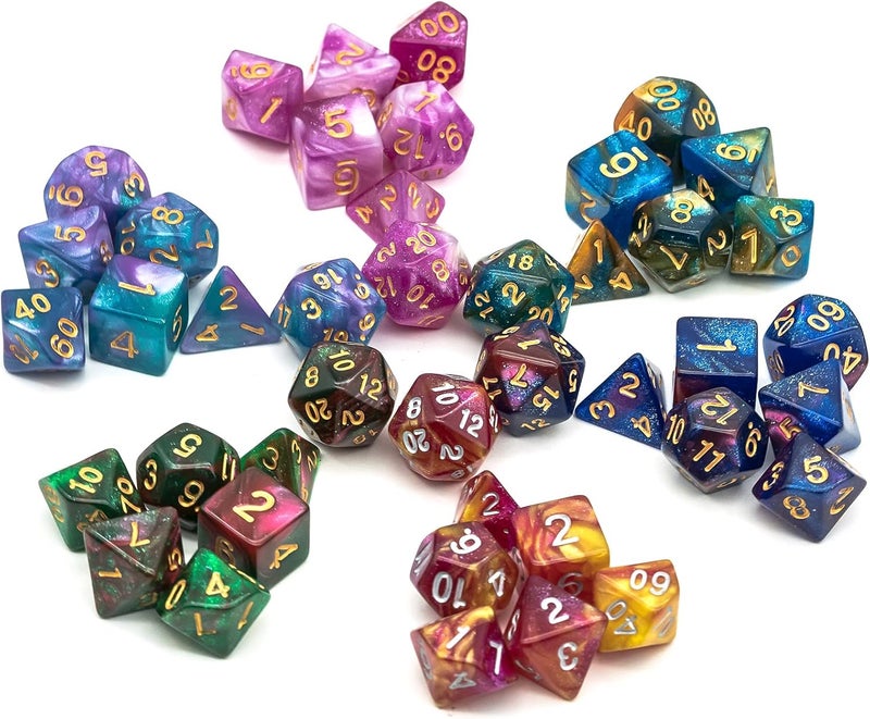 Poludie 6 Sets DND Dice Polyhedral Dice Set (42pcs) with 1 Large Leather Bag, D&D Die Set for Dungeons and Dragons, RPG Table Games. (6Sets/42Pcs) - Image 1